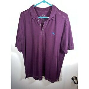 Tommy Bahama Mens XL Supima Polo Shirt Short Sleeve Purple Embroidered Logo XL